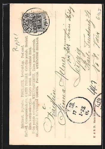 AK Mädchen mit Puppe und Regenschirm