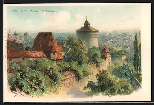 Lithographie Nürnberg, Partie am Neuthor