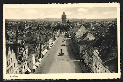 AK Straubing, Ortsansicht mit Hauptstrasse