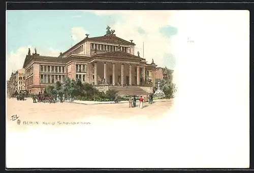 Lithographie Berlin, Partie am Königl. Schauspielhaus, Gendarmenmarkt