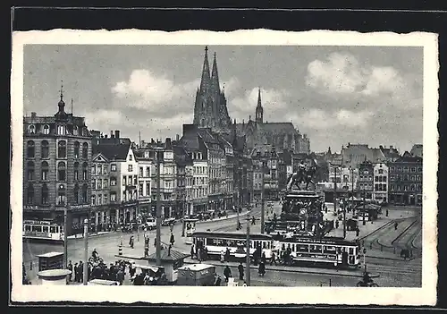 AK Köln a. Rhein, Strassenbahn und Dom am Heumarkt