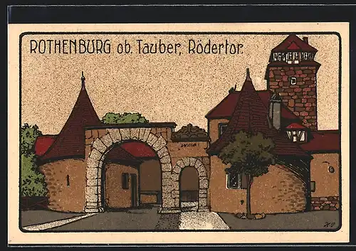 Steindruck-AK Rothenburg ob. Tauber, Ansicht Rödertor