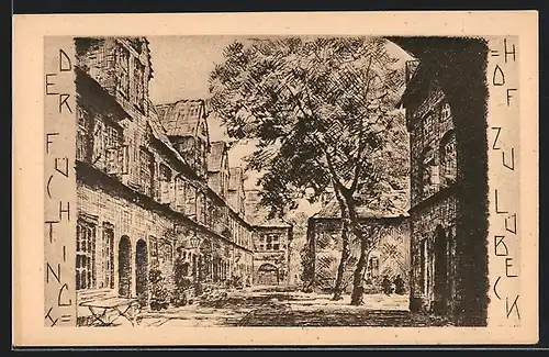 Künstler-AK Lübeck, Partie am Füchtingshof