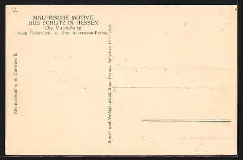 Künstler-AK Schlitz, Blick zur Vorderburg