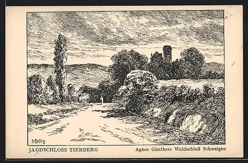 Künstler-AK Tierberg, Jagdschloss Tierberg