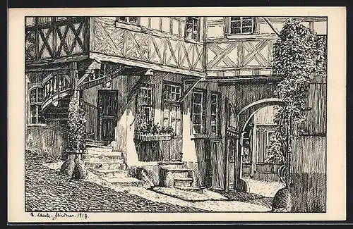 Künstler-AK Bacharach, Aus dem Posthof