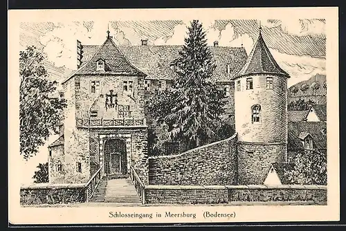 Künstler-AK Meersburg (Bodensee), Schlosseingang