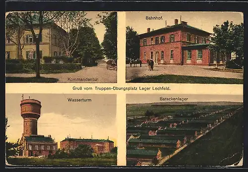 AK Lager Lechfeld, Bahnhof, Barackenlager, Kommandantur, Wasserturm