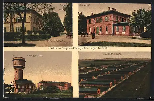 AK Lager Lechfeld, Truppenübungsplatz, Bahnhof, Barackenlager, Wasserturm