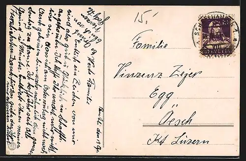 AK Schaffhausen, Uferpartie mit Munot