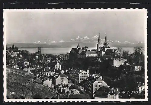 AK Neuchâtel, Teilansicht mit Kirche