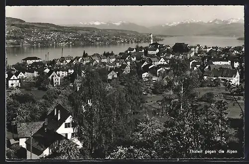 AK Thalwil, Teilansicht gegen die Alpen