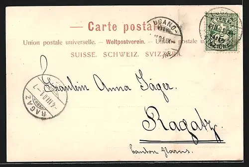 AK Lugano, Ortsansicht mit Kirche