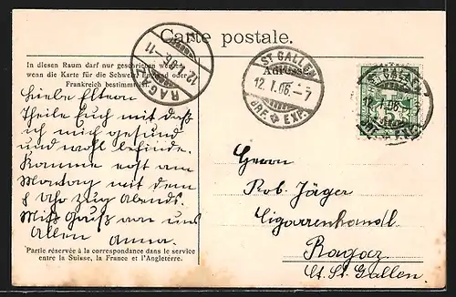 AK St. Gallen, Blick auf die St. Mangenkirche