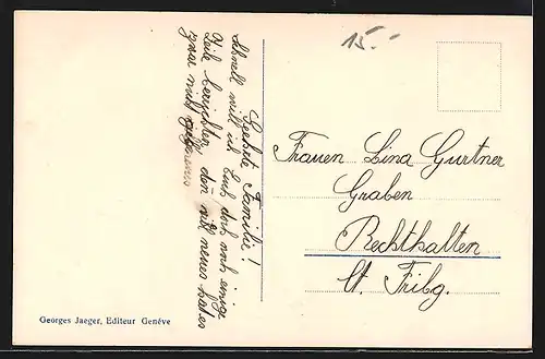 AK Genève, Pont du Mont-Blanc la nuit