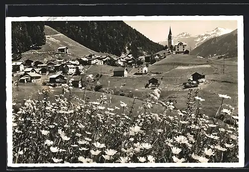 AK Schmitten im Albulatal, Ortsansicht mit Leidbachhorn u. Aelplihorn