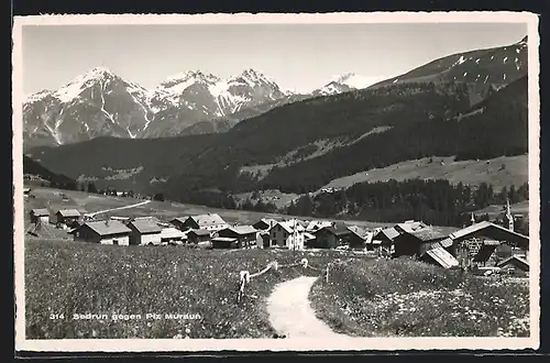 AK Sedrun, Ortsansicht gegen Piz Muraun