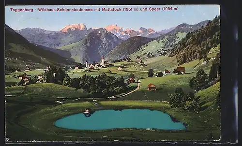 AK Wildhaus /Toggenburg, Schönenbodensee mit Mattstock und Speer