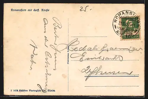 AK Romanshorn, Ortsansicht mit Blick auf die Kath. Kirche