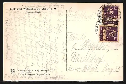 AK Walzenhausen, Ortsansicht vom Flugzeug aus