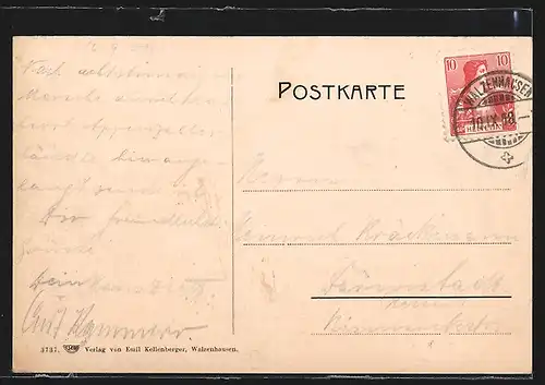 AK Walzenhausen, Ortsansicht von Westen