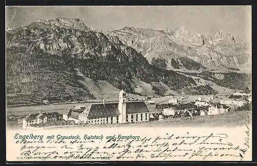 AK Engelberg, Ortsansicht mit Graustock, Hutstock und Hanghorn