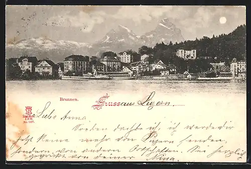 AK Brunnen, Ortsansicht mit Schiff