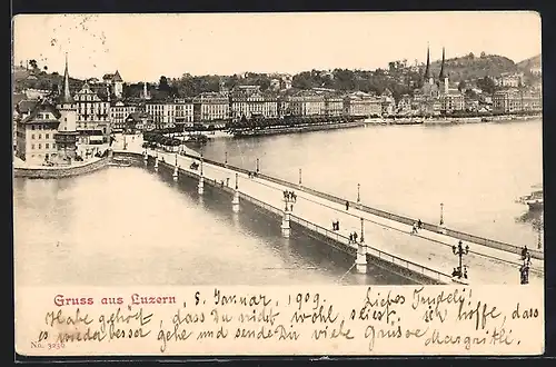 AK Luzern, Blick auf die Brücke