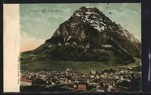 AK Glarus, Ortsansicht mit Glärnisch