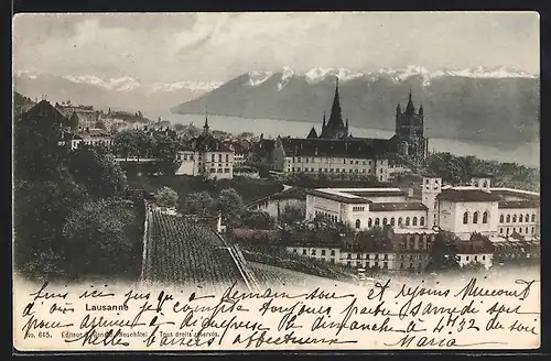 AK Lausanne, Ortsansicht mit Kirche