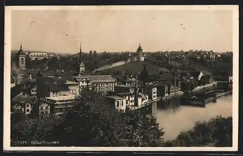 AK Schaffhausen, Teilansicht mit Rhein und Munot