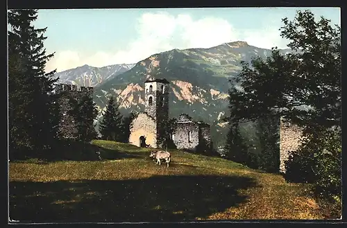 AK Thusis, Blick auf die Ruine Hohenrhätien