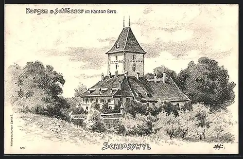 Künstler-AK Schlosswyl, Blick auf Schloss