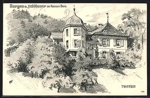 Künstler-AK Toffen, Blick zum Schloss