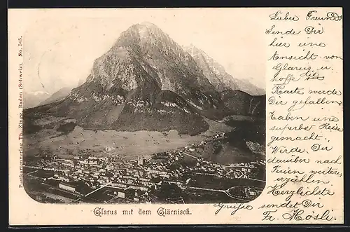 AK Glarus, Ortsansicht mit dem Glärnisch