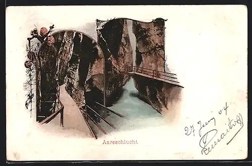 AK Meiringen, Aareschlucht, Blick in die Schlucht