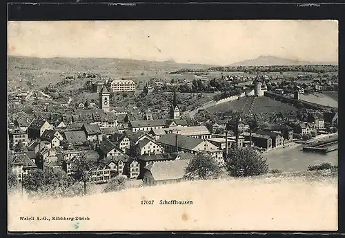 AK Schaffhausen, Ortsansicht mit Burgmauern