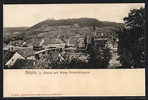 AK Stein a. Rhein, Ortsansicht mit Burg Hohenklingen