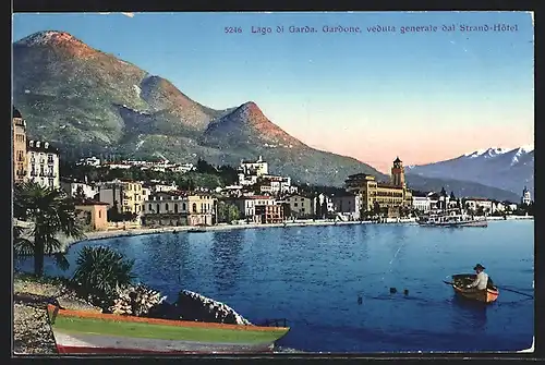 AK Gardone, Lago di Garda, Veduta generale dal Strand Hotel