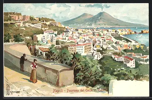 AK Napoli, Panorama dal Corso Vittorio Emanuele