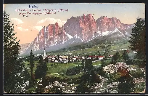 AK Cortina d`Ampezzo, Dolomiten, Ortsansicht gegen Pomagagnon