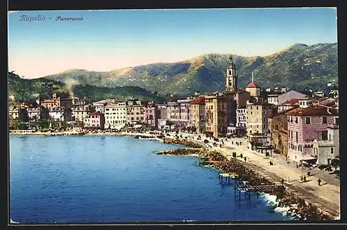 AK Rapallo, Panorama mit Strandweg