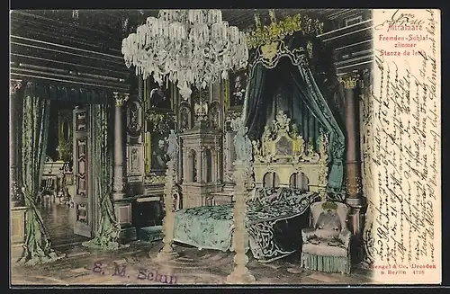 AK Triest, Schloss Miramare, Fremden-Schlafzimmer