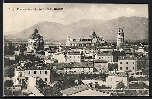 AK Pisa, Panorama della città col principali Monumenti