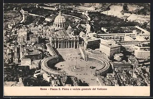 AK Roma, Piazza S. Pietro e veduta generale del Vaticano