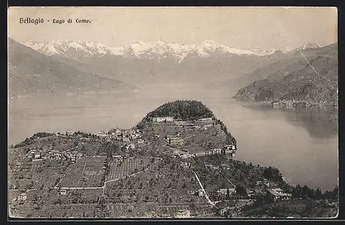 AK Bellagio, Lago di Como, Panoramablick vom Flugzeug aus