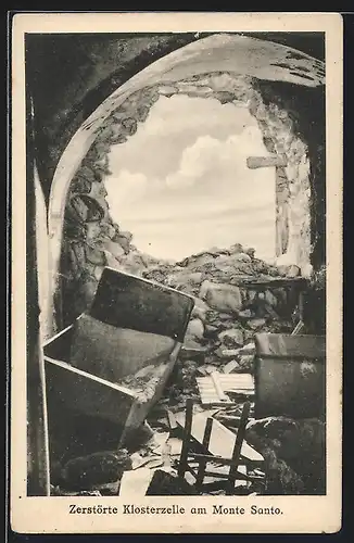 AK Gorizia, Monte Santo, Zerstörte Klosterzelle