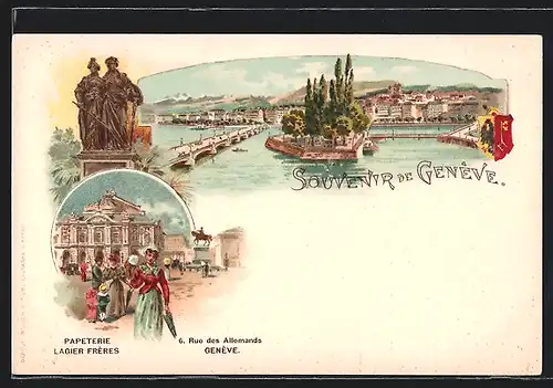 Lithographie Geneve, Papeterie Lagier Freres, Rue des Allemands