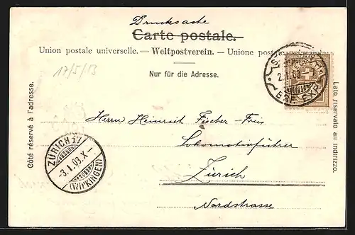 AK St. Gallen, Stadtbild aus der Vogelschau