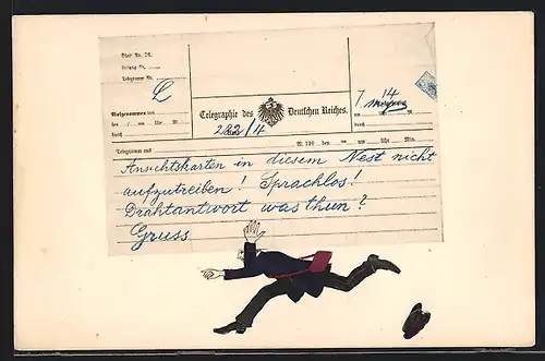 AK Briefträger mit Telegraphie des Deutschen Reiches in Eile